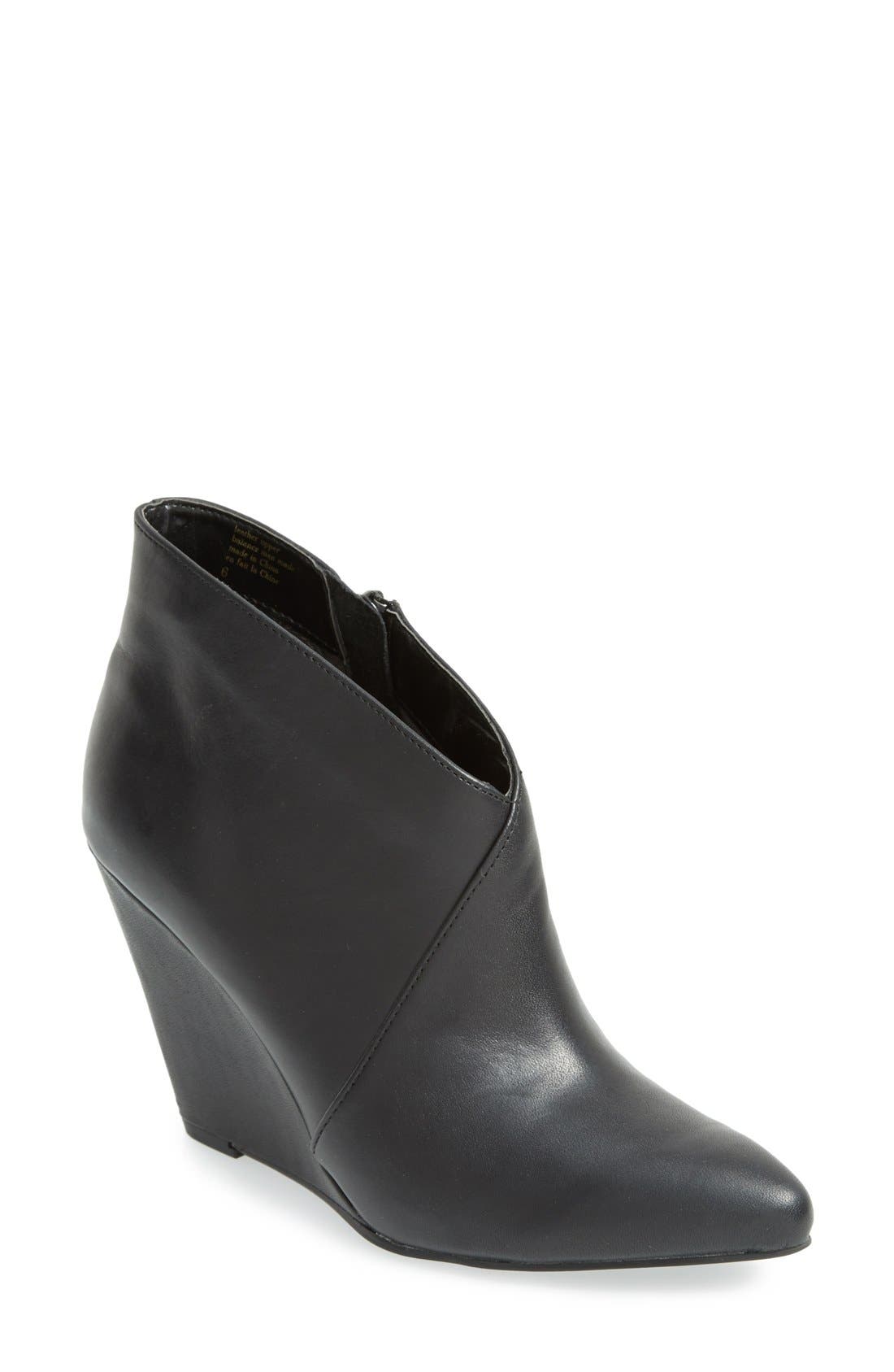 'Impatient' Leather Bootie, Main, color, BLACK