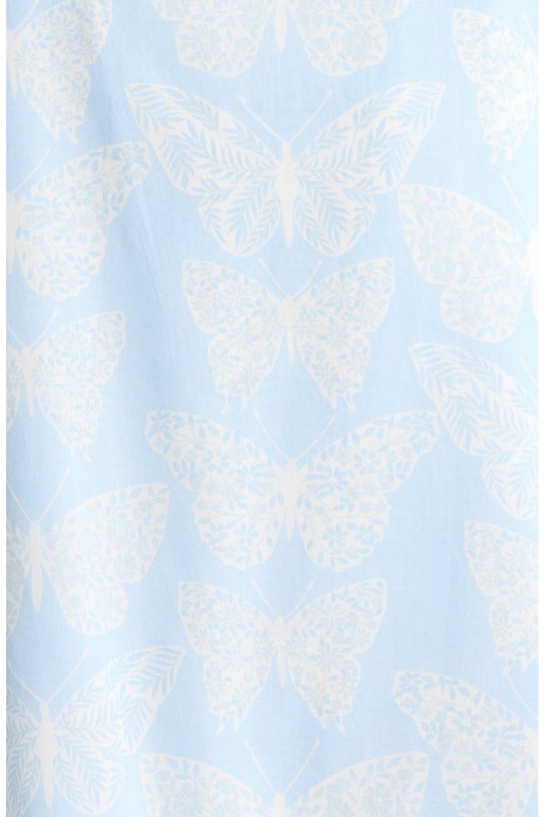Aubry Berity Butterfly Print Ruffle Trim Shift Dress, Alternate, color, WHITE-BLUE