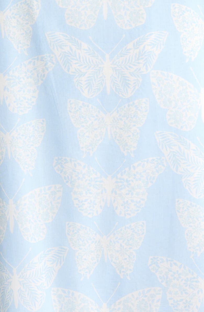 SUGARLIPS Aubry Berity Butterfly Print Ruffle Trim Shift Dress, Alternate, color, White-Blue