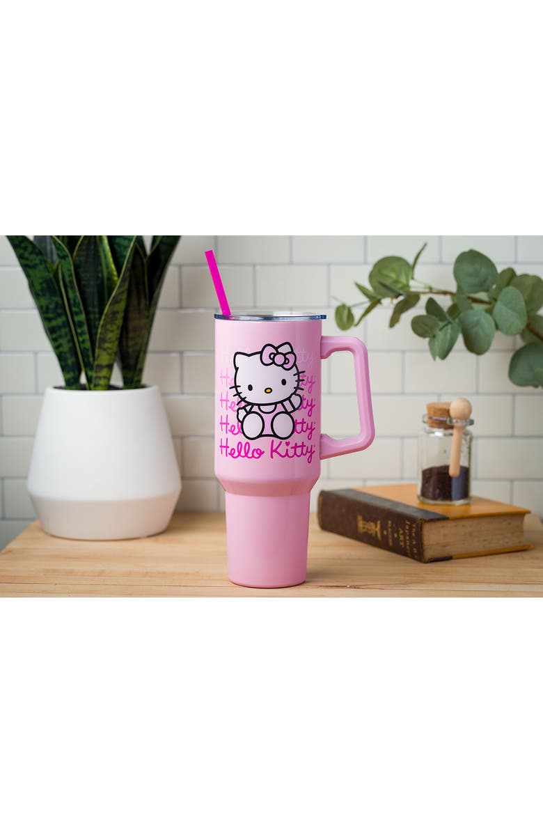 Hello Kitty 40-Ounce Travel Tumbler with Handle & Straw, Alternate, color, Pink Multi