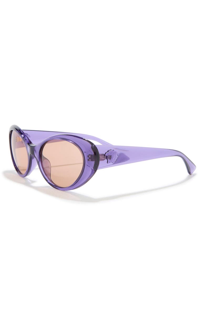 Versace 53mm Oval Sunglasses, Alternate, color, Purple/ Brown