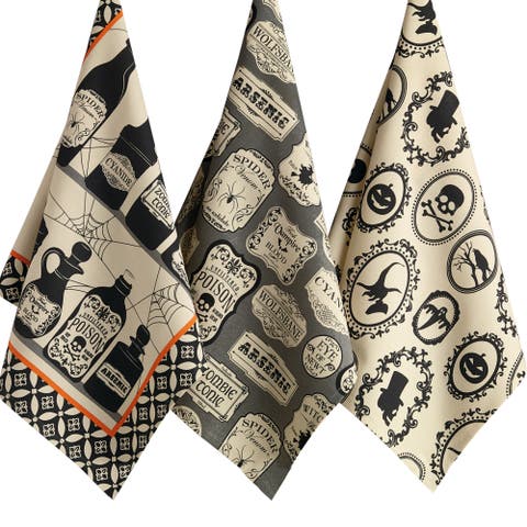 Asst Hocus Pocus Printed Dishtowel Set/3