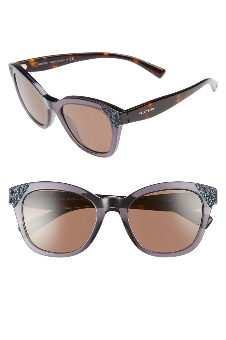 52mm Cat Eye Sunglasses, Main, color, TRANSPARENT GREY/ BLUE CRYSTAL