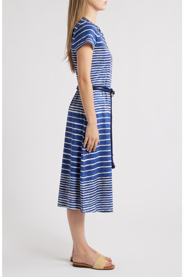 Coastal Chalet Belted Midi Dress, Alternate, color, ISLAND NAVY