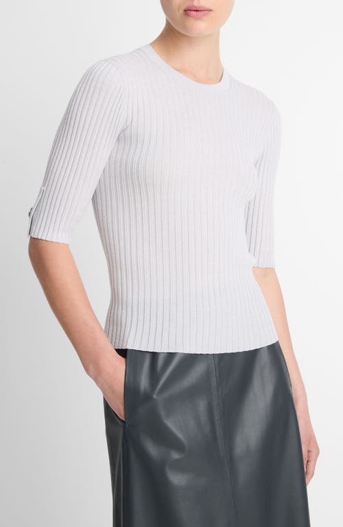 Vince Snap Elbow-sleeve Top In Off White/salt