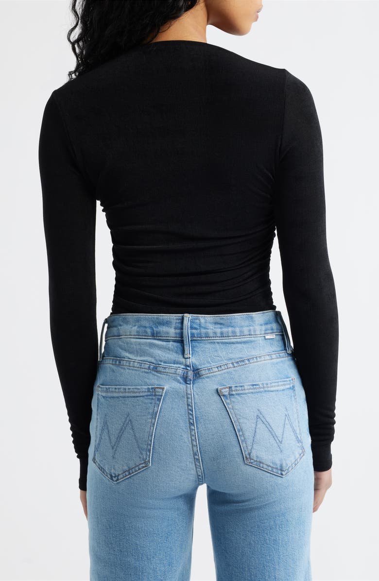 Reformation Berlin Ruched Knit Top, Alternate, color, Black