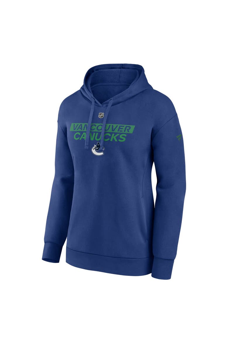 Women's Fanatics  Blue Vancouver Canucks Authentic Pro Core Primary Fleece Pullover Hoodie, Alternate, color, Blue