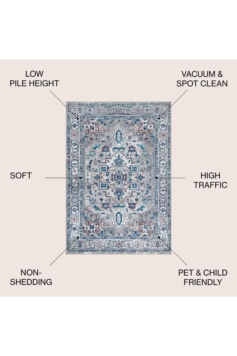 Modern Persian Vintage Medallion Area Rug, Alternate, color, Light Gray/Blue