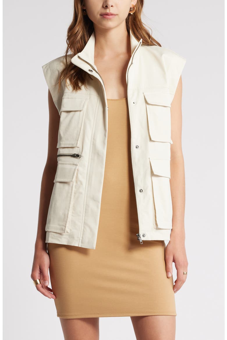 Twill Cargo Vest, Main, color, IVORY DOVE