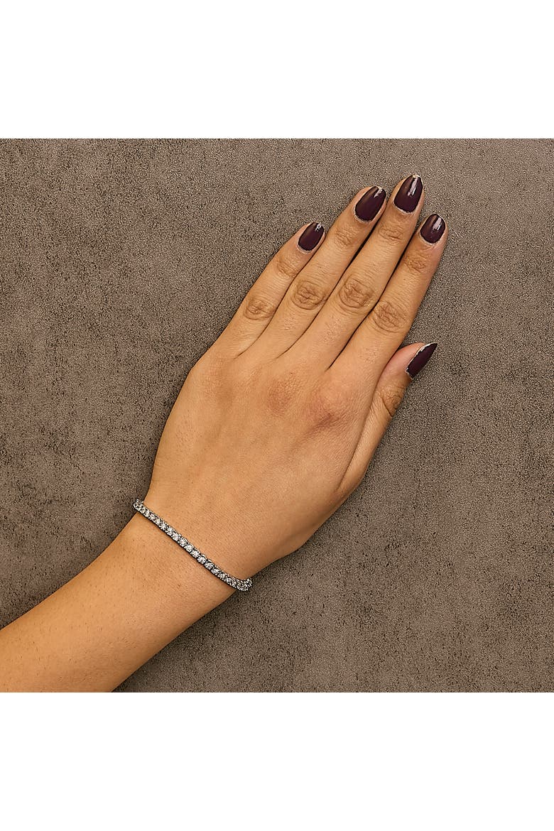 Silver 1.0 Cttw Lab Grown Diamond Illusion-Set Miracle Plate Tennis Bracelet, Alternate, color, White