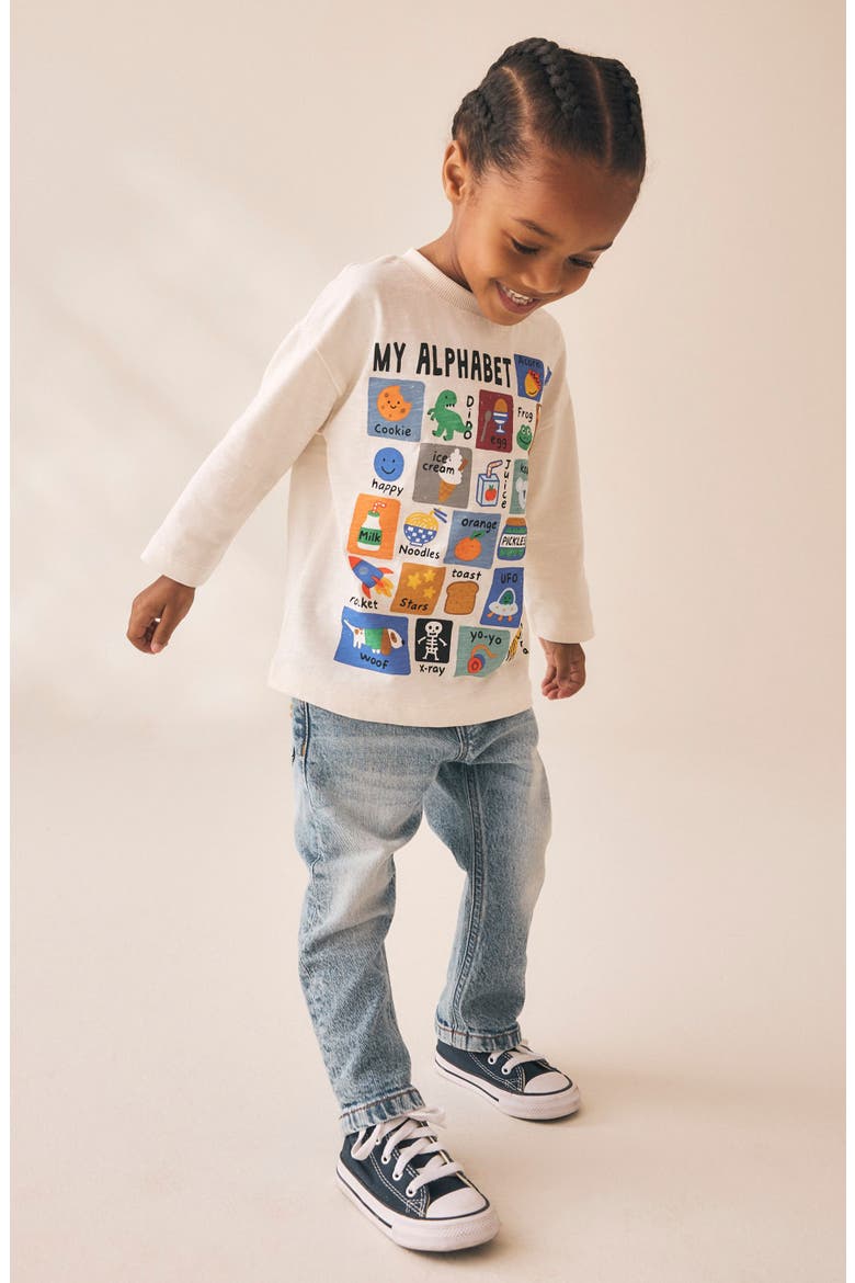 Kids' Alphabet Long Sleeve Graphic T-Shirt, Alternate, color, WHITE