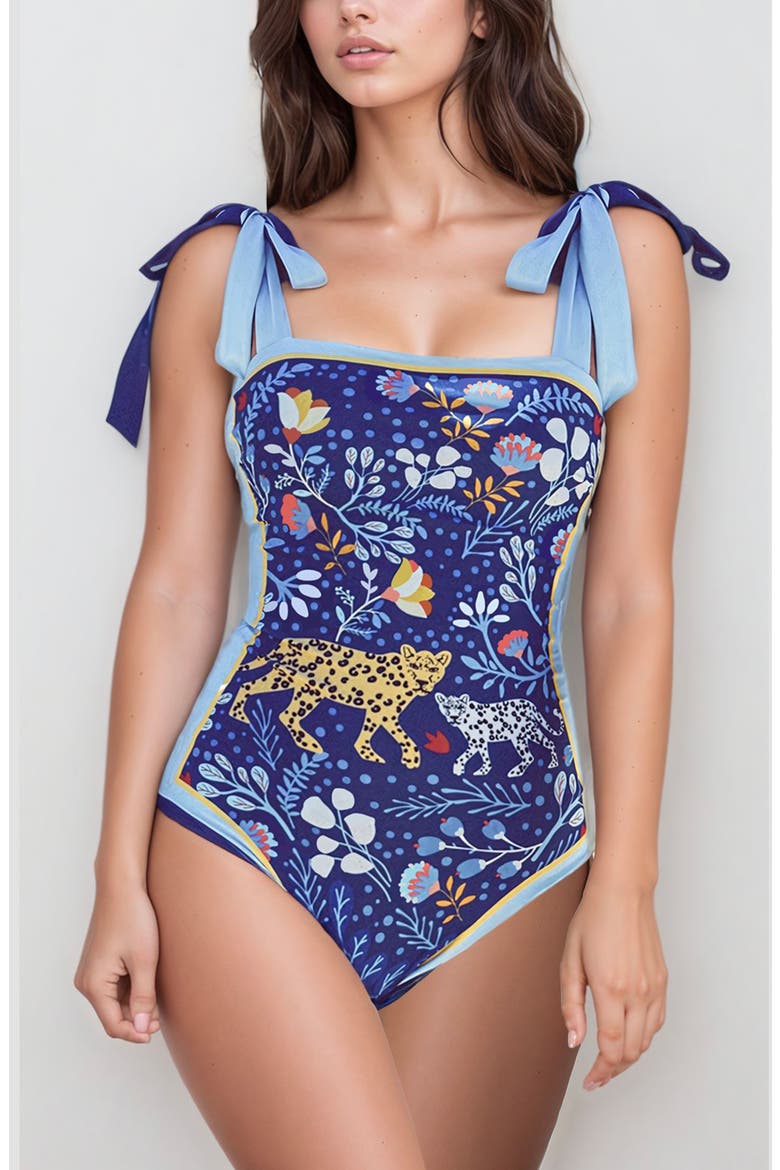 Amazon Rainforest Reversible One Piece Swimsuit, Main, color, Blue