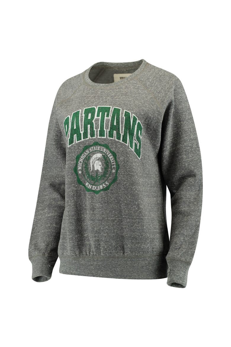 Women's Pressbox Heathered Gray Michigan State Spartans Edith Vintage Knobi Pullover Sweatshirt, Main, color, Heather Gray