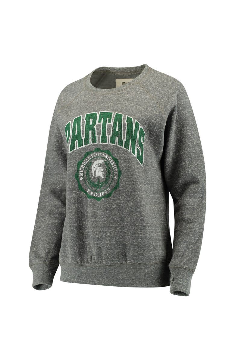 PRESSBOX Women's Pressbox Heathered Gray Michigan State Spartans Edith Vintage Knobi Pullover Sweatshirt, Main, color, Heather Gray