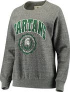 PRESSBOX Women's Pressbox Heathered Gray Michigan State Spartans Edith Vintage Knobi Pullover Sweatshirt