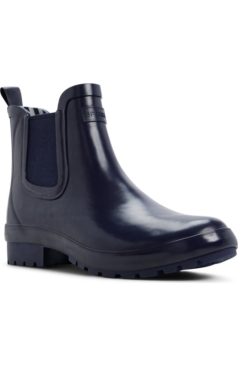 Sperry Drizzle Waterproof Chelsea Rain Boot, Main, color, Navy