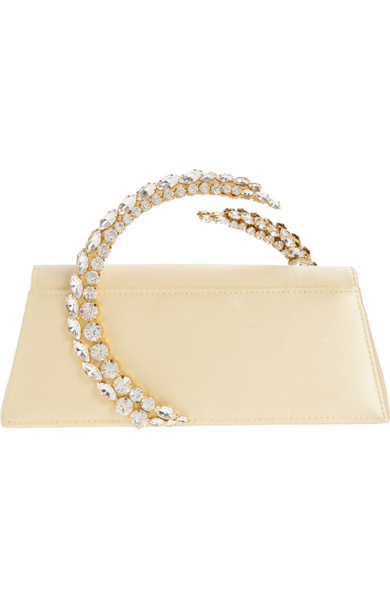 L’alingi Karma Crystal Handle Satin Clutch, Alternate, color, Butter Yellow