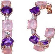 Kahn High Jewelry Rose Quartz & Amethyst Earrings with Diamonds