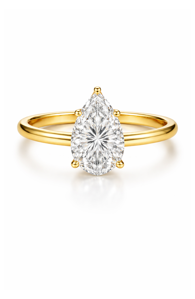 DLORIA 2 ct. Pear-Cut Moissanite VVS1 Ring in Gold Vermeil or Sterling Silver Isabella, Main, color, Gold