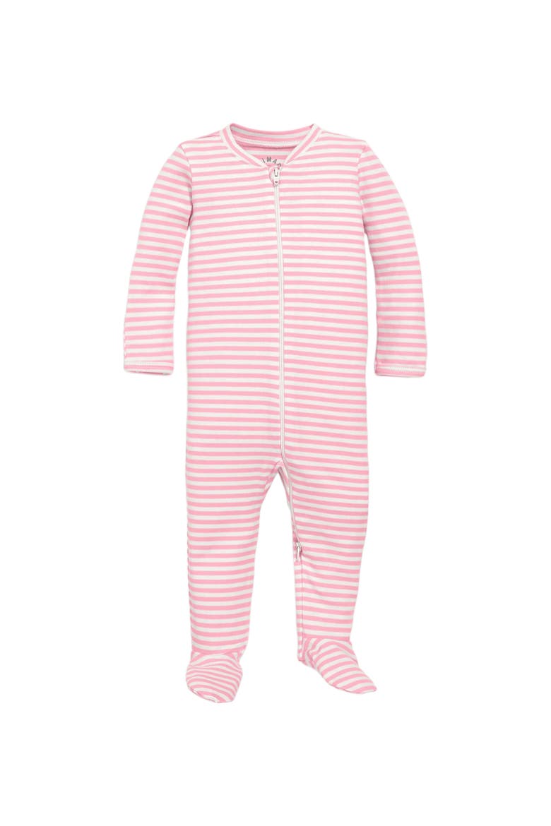 Baby Organic Zip Footie In Stripe, Main, color, Blossom Ivory Mini Stripe