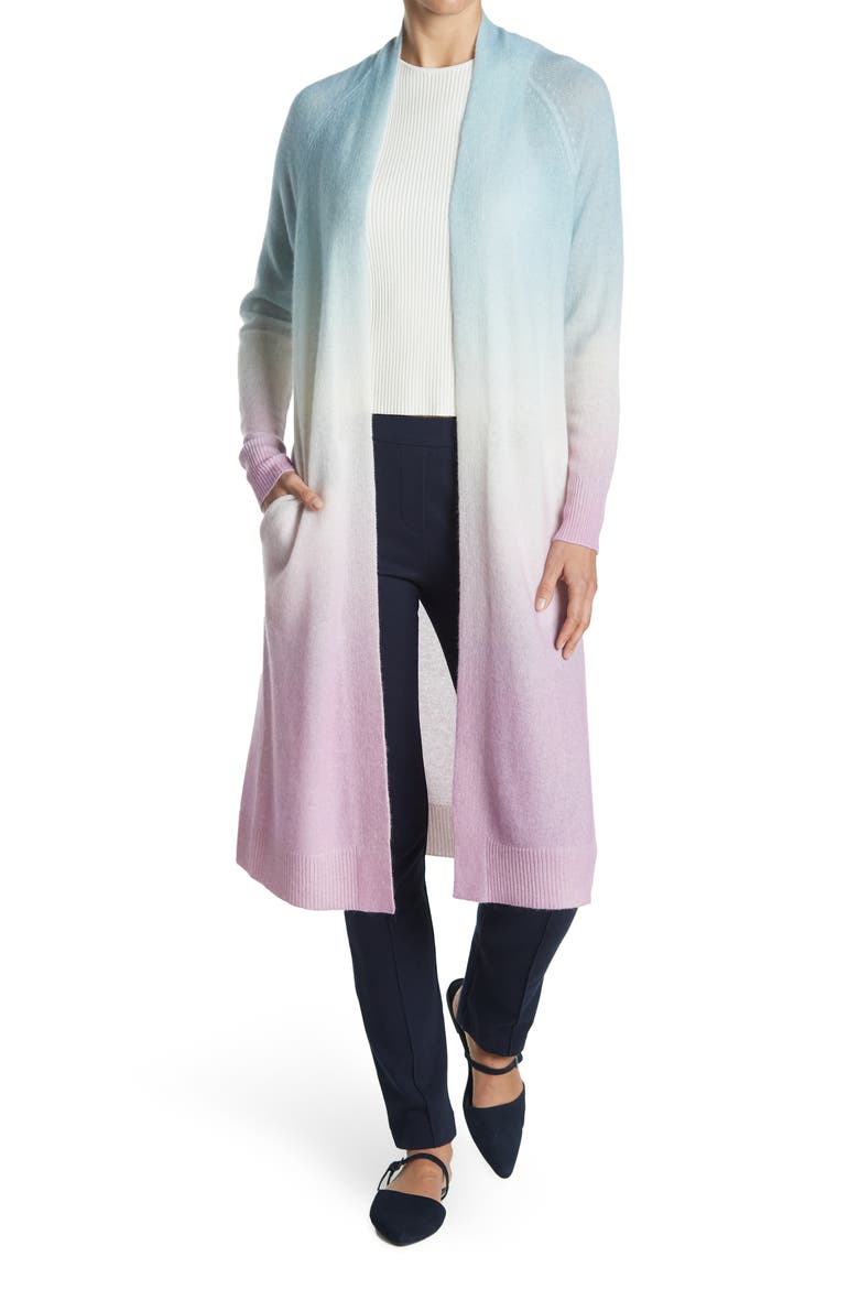 Suki Dip Dye Open Front Cashmere Cardigan, Main, color, ALABASTER MULTI