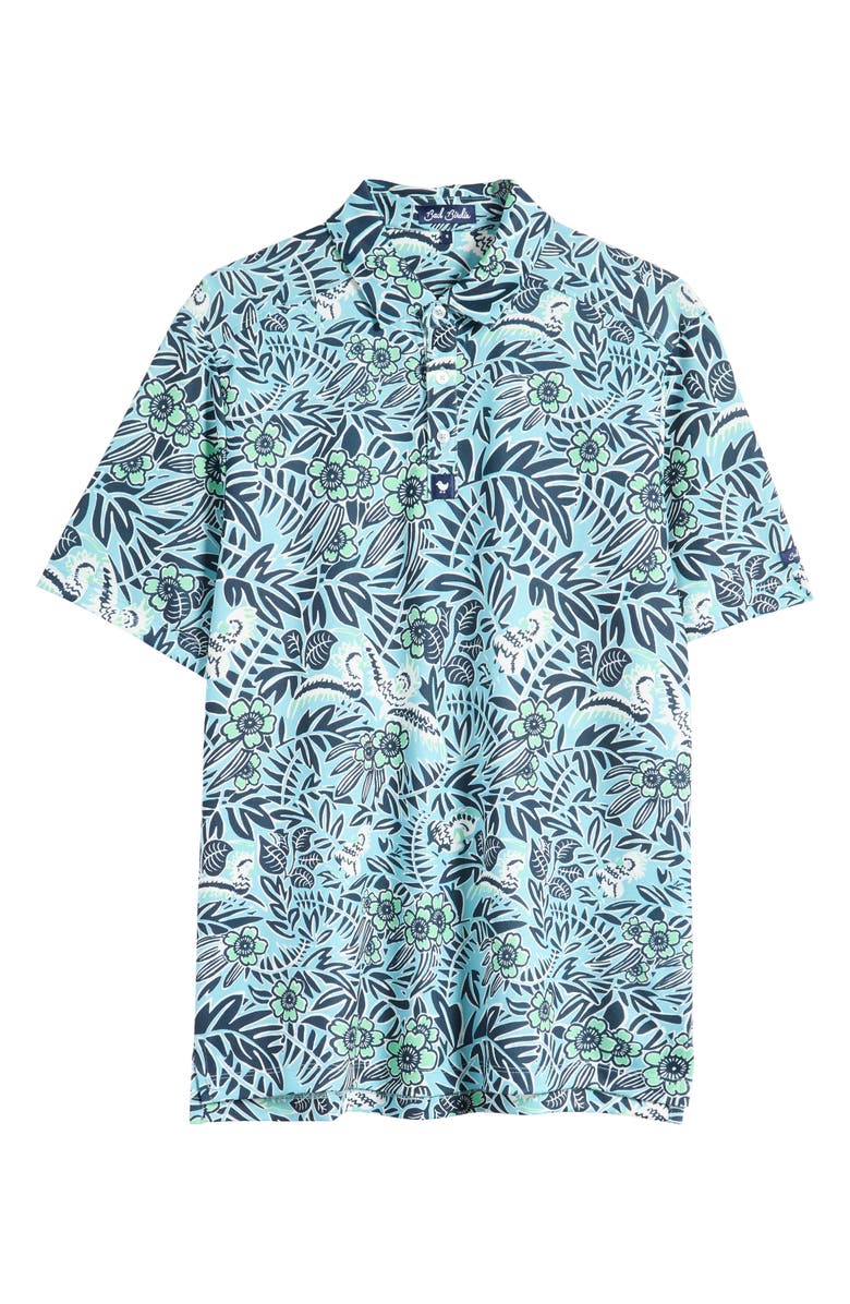 Bad Birdie Color Chaos Floral Performance Piqué Knit Golf Polo, Main, color, 