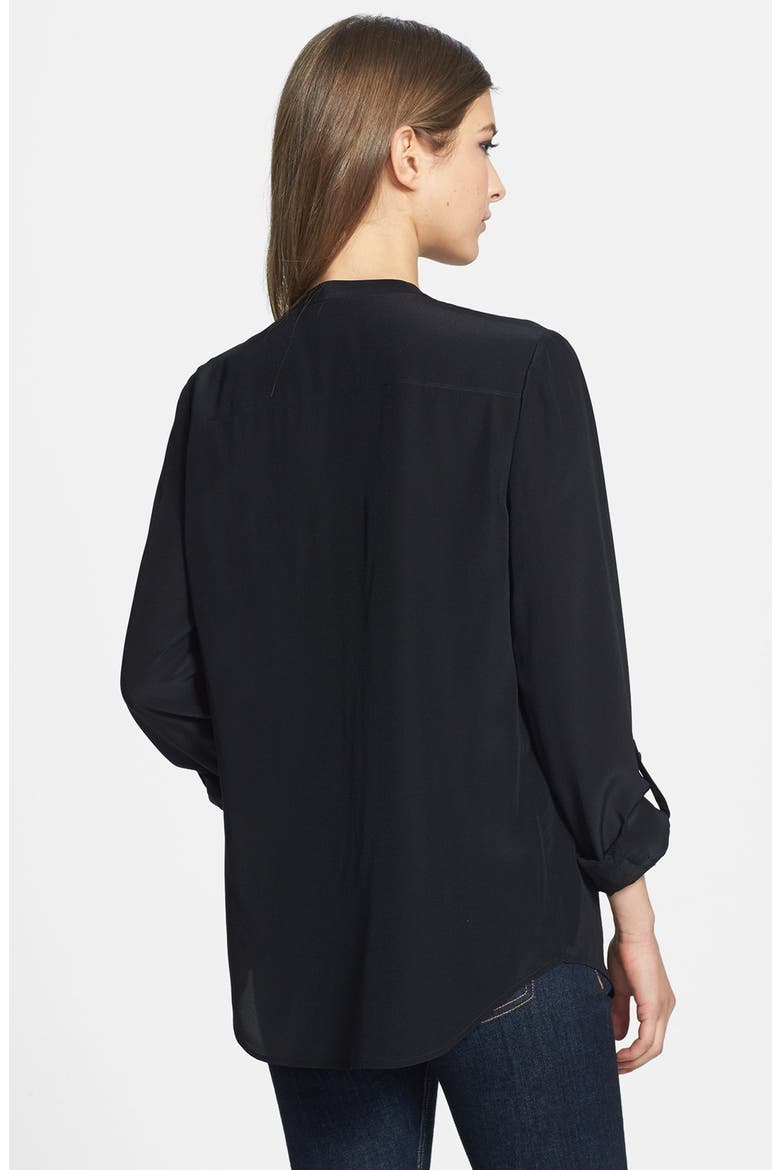 Collarless Silk Blouse, Alternate, color, BLACK