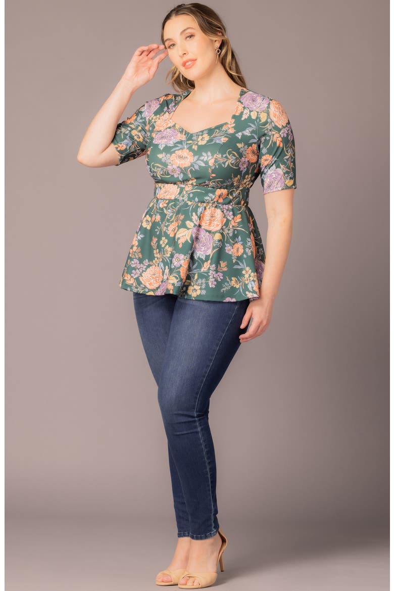 Posh Peplum Top, Alternate, color, GREEN GARDEN