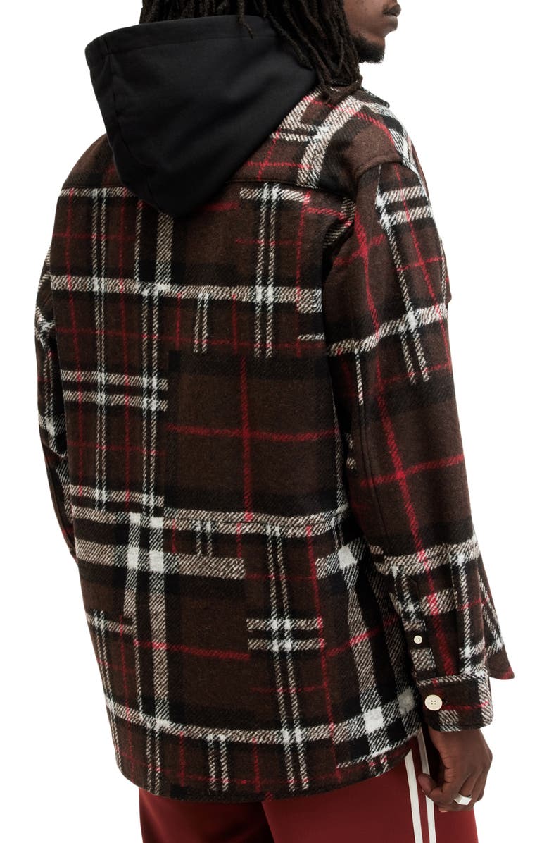 AllSaints Redwood Plaid Flannel Button-Up Shirt, Alternate, color, 