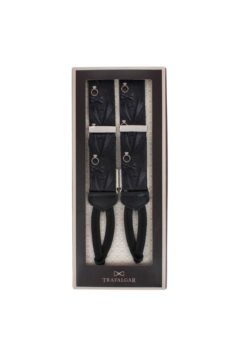 Will You Marry Me Silk Novelty Formal End Suspenders, Alternate, color, Black