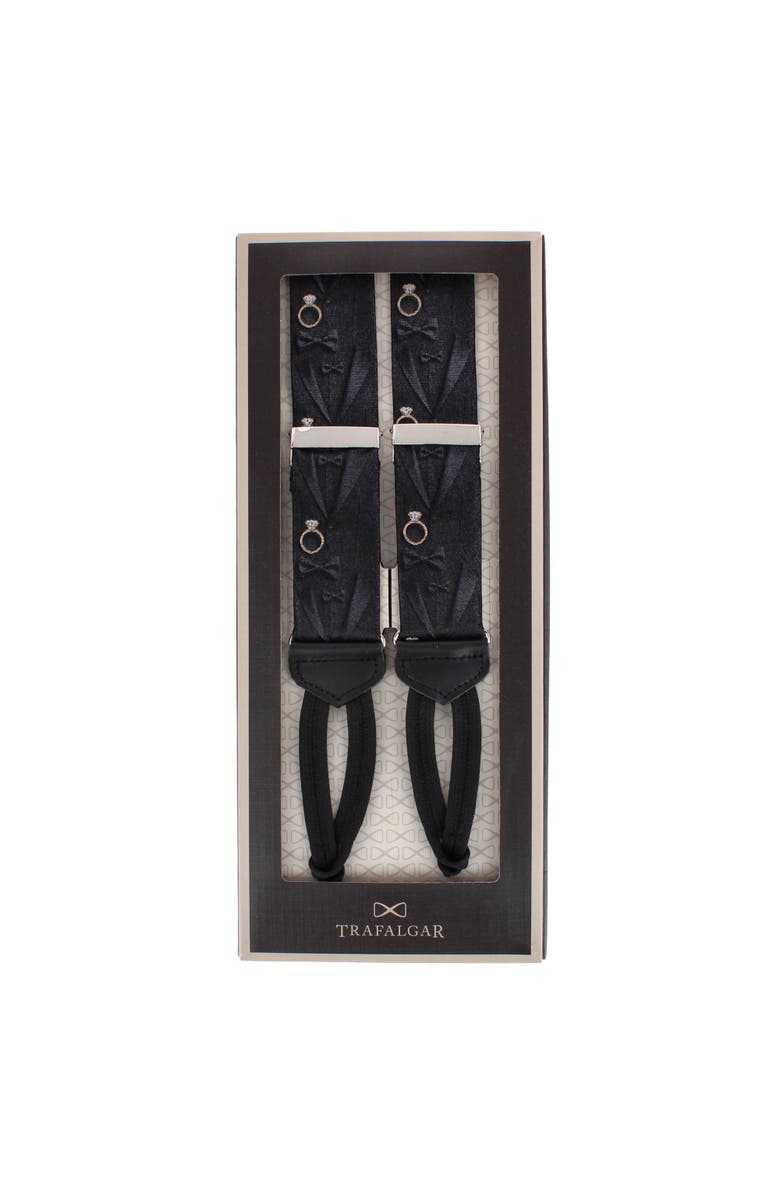 Trafalgar Will You Marry Me Silk Novelty Formal End Suspenders, Alternate, color, Black