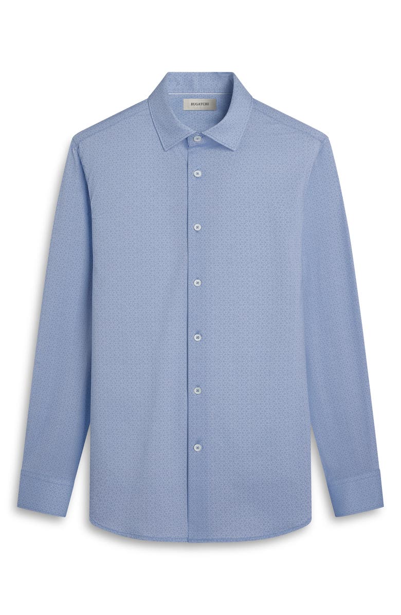 Bugatchi Jules OoohCotton<sup>®</sup> Honeycomb Print Button-Down Shirt, Alternate, color, Sky
