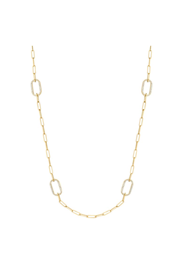 Link PaveStation Necklace, Main, color, Yellow Gold