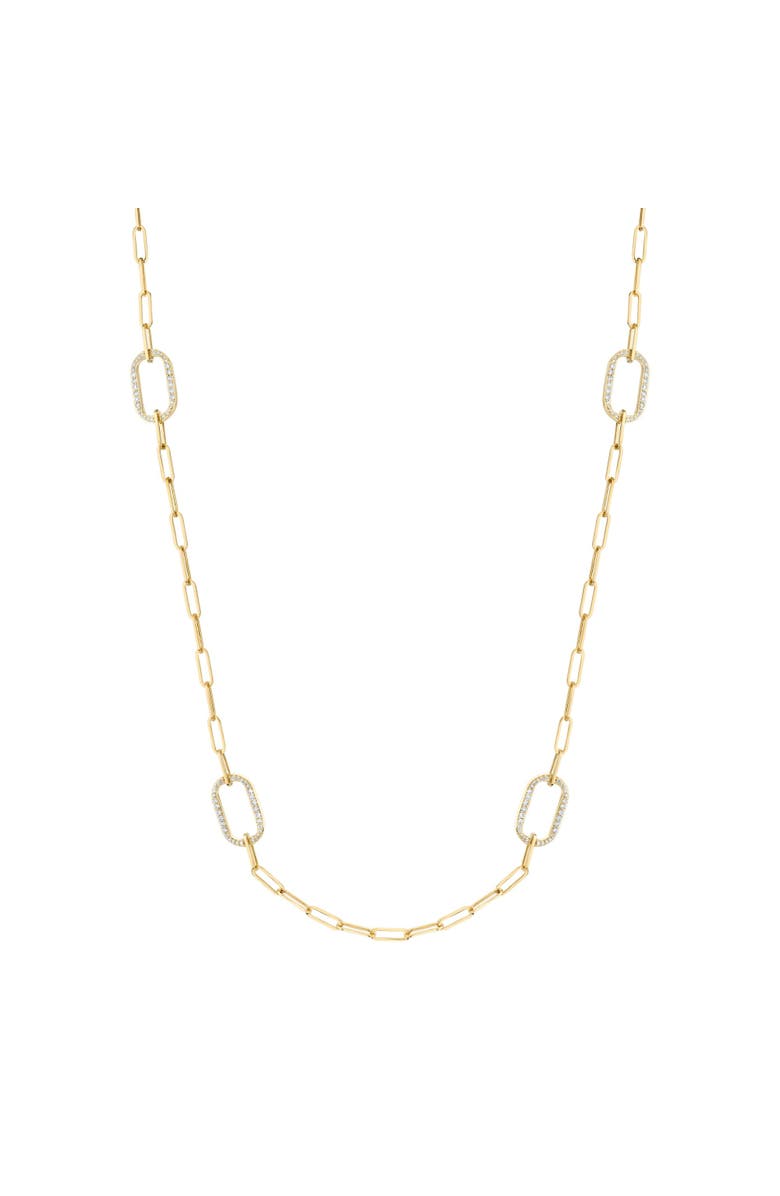 Michael M Link PaveStation Necklace, Main, color, Yellow Gold