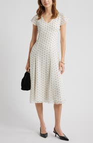 Open Edit Short Sleeve Godet Pleat Dress