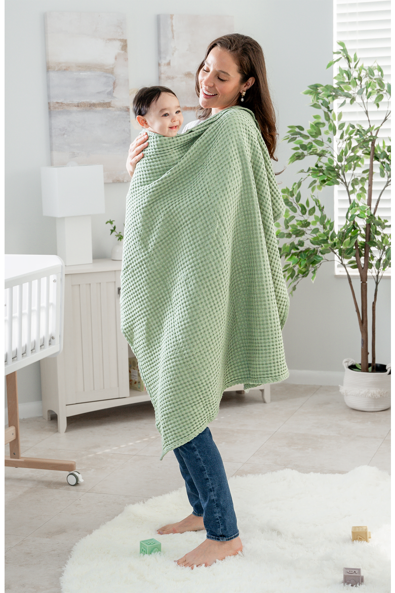 Baby Waffle Blankets, Alternate, color, Sage