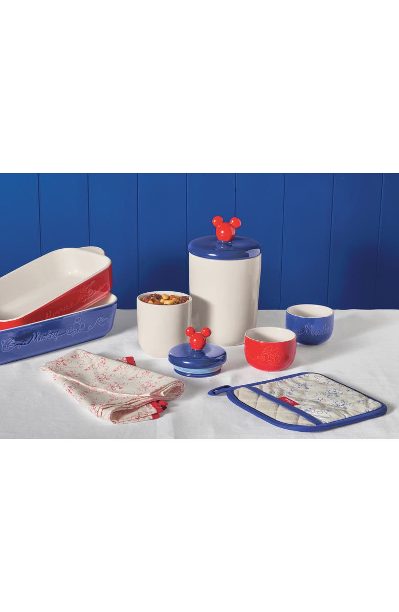 Disney Bon Voyage Mickey Head 2-Piece Ceramic Jar, Alternate, color, Blue/ Red