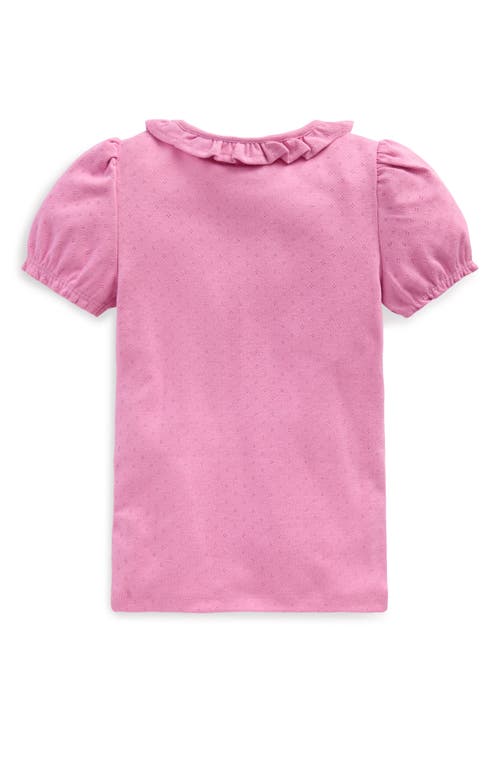 Shop Mini Boden Kids' Pointelle Ruffle Neck Top In Vintage Mauve