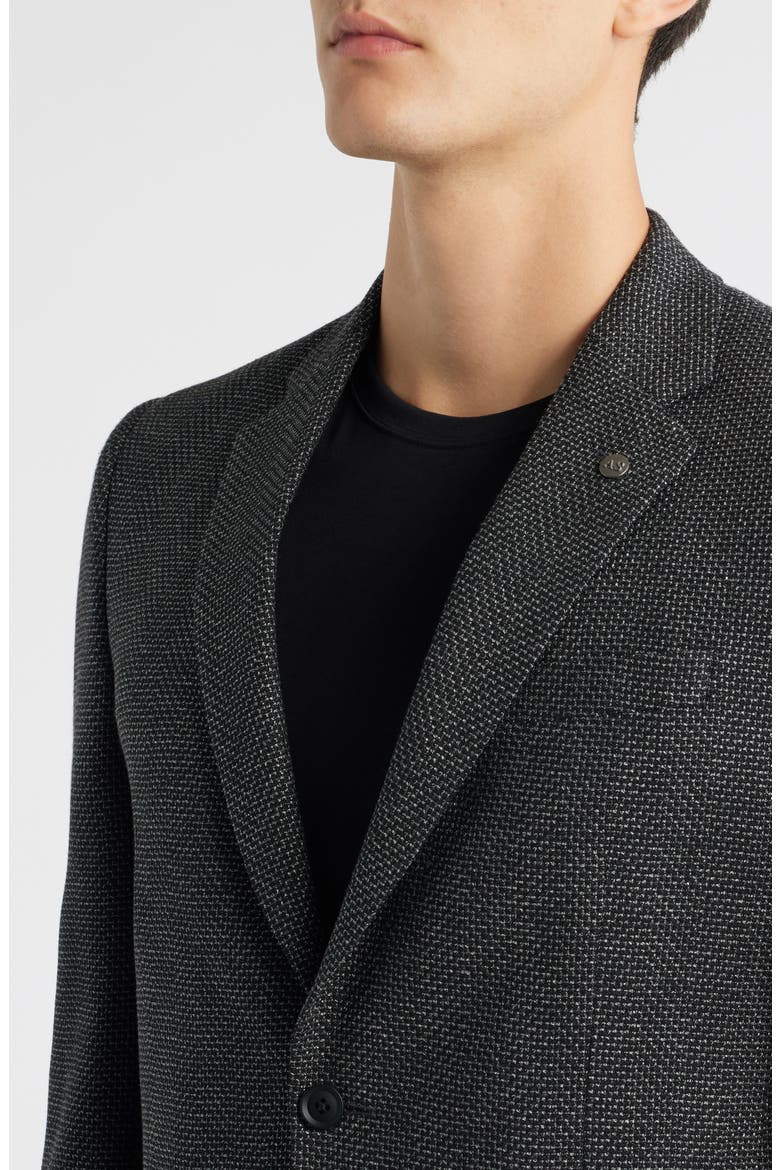 Ross Slim Fit Off Black Textured Herringbone Sport Coat, Alternate, color, BLACK