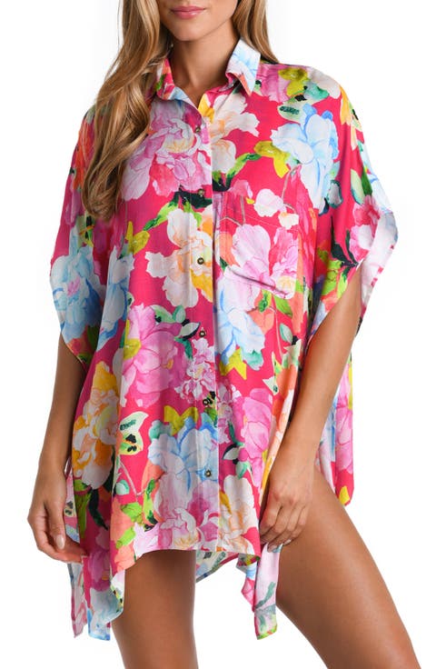 Resort Button-Up Cover-Up Shirt