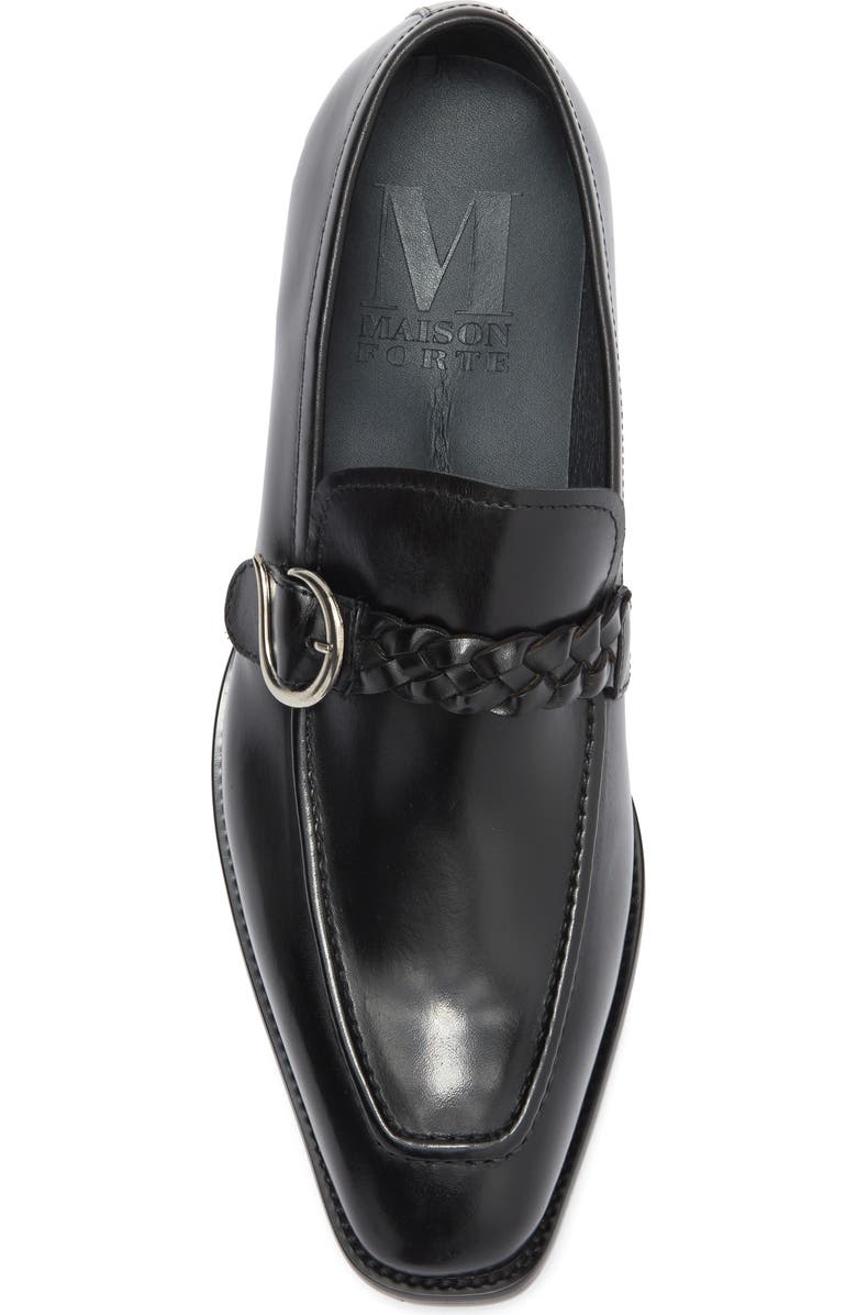 Maison Forte Milos Braided Strap Loafer, Alternate, color, Black
