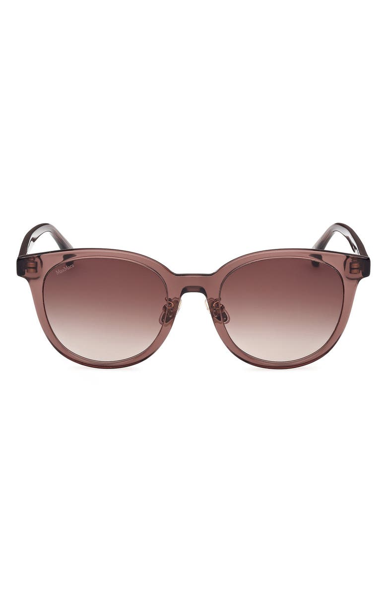 Max Mara 54mm Round Sunglasses, Main, color, Shiny Dark Brown / Brown
