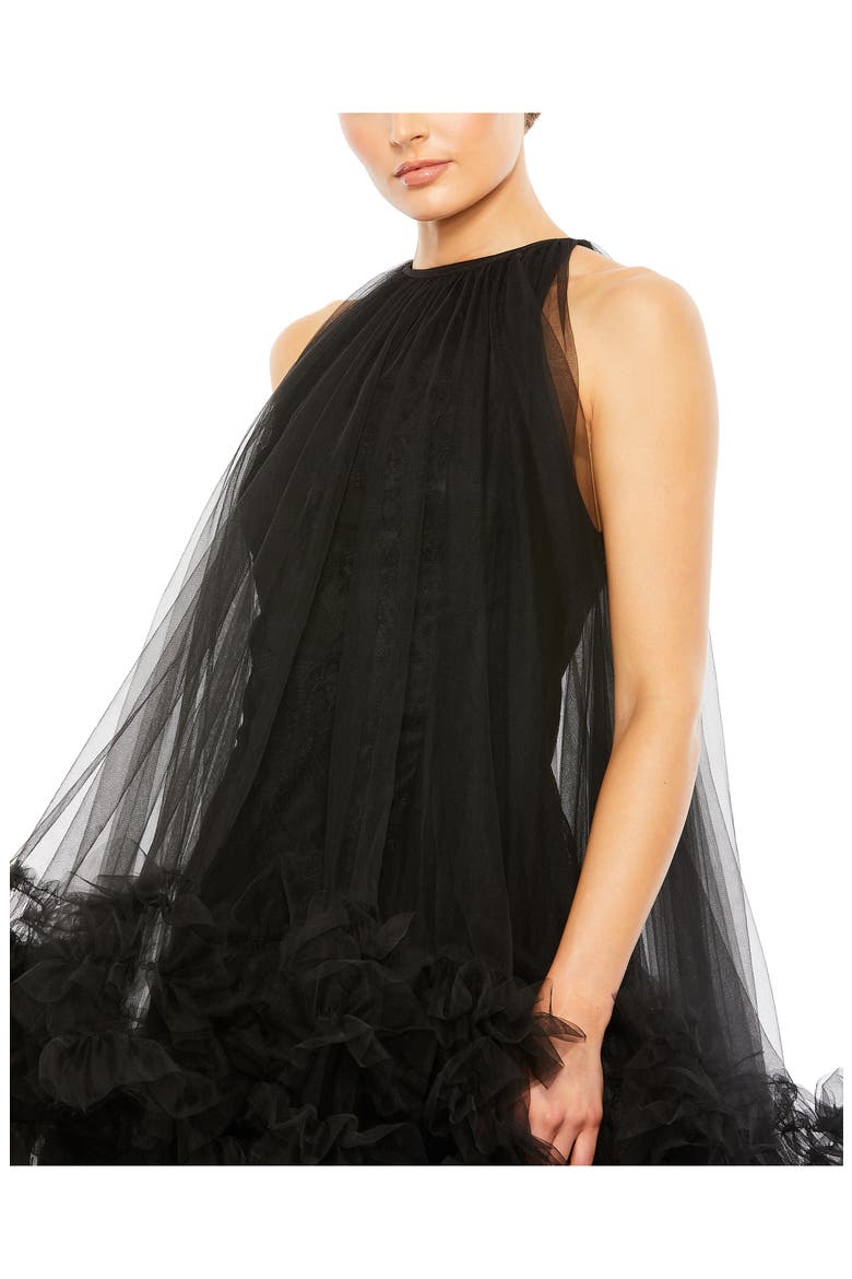 High-Low Tulle Gown, Alternate, color, BLACK