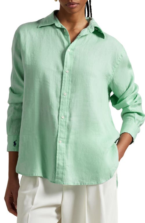 Polo Ralph Lauren Oversize Linen Button-up Shirt In Essex Green