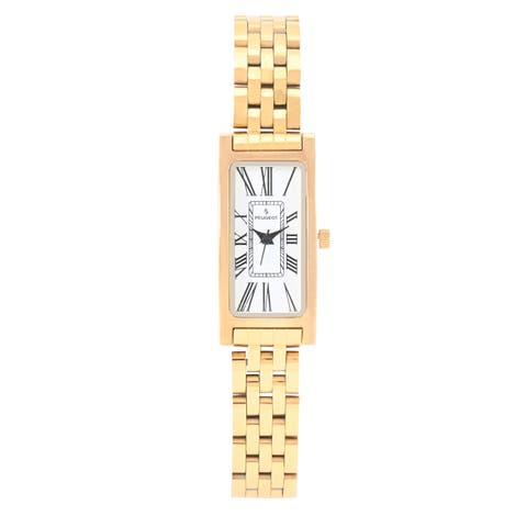 14K Gold-Plated Rectangular Stainless Steel Bracelet Watch- 35x18MM
