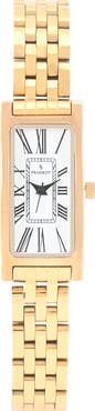 Peugeot 14K Gold-Plated Rectangular Stainless Steel Bracelet Watch- 35x18MM