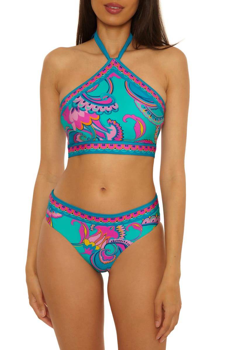 Trina Turk Mykonos High Neck Bikini Top, Alternate, color, Multi