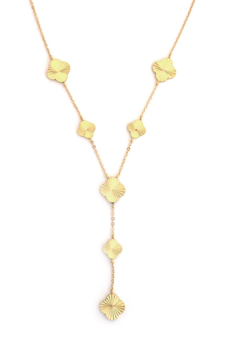Textured Clover Y-Necklace, Main, color, GOLD