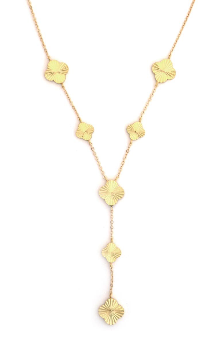 Panacea Textured Clover Y-Necklace, Main, color, Gold
