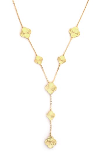 Panacea Textured Clover Y-necklace In Gold